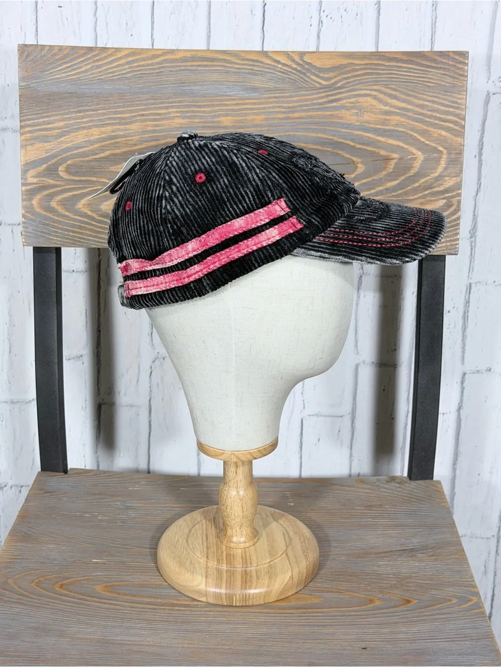 🖤 Free People Hollie Varsity Baseball Hat Black Red NWT